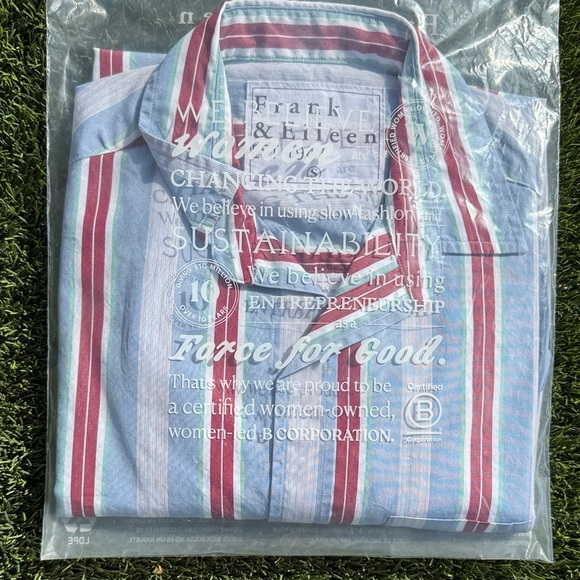 Frank & Eileen Striped Shirt in Blue and Red - Picture 1 of 5